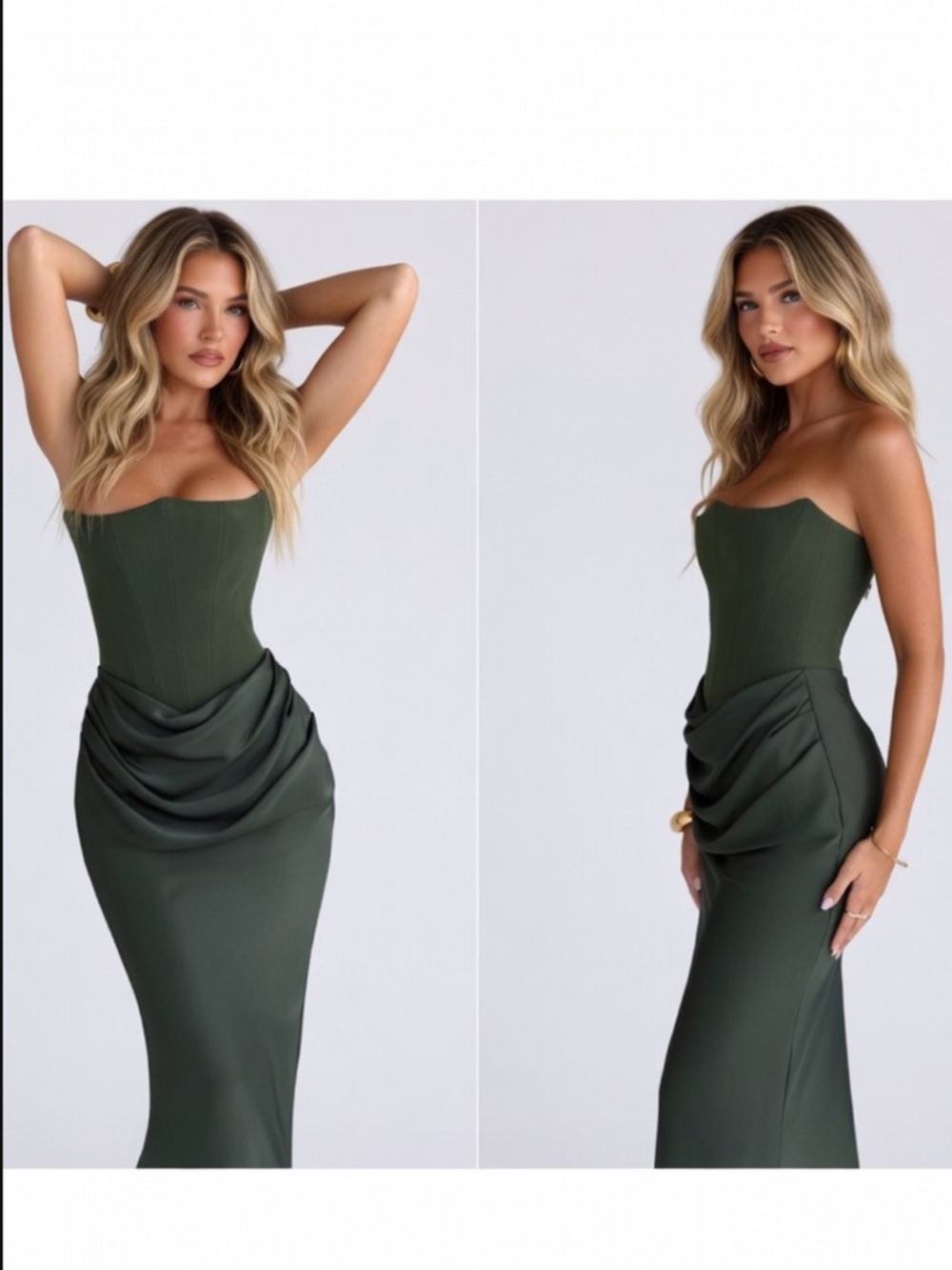 HOUSEOFCB 'Persephone' Emerald Green Crepe Corset Dress/Small $329 - Picture 4 of 11